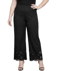 Standards & Practices - Plus Straight Leg Elastic Waist Eyelet Hem Pants - Lyst