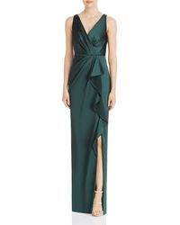 Adrianna Papell Draped Full - Length Gown - Green