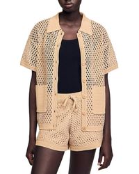 Sandro - Strass Short Sleeve Cardigan - Lyst