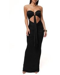 black abstract bethany strapless maxi dress JLUXLABEL Bethany Strapless Maxi Dress in Black