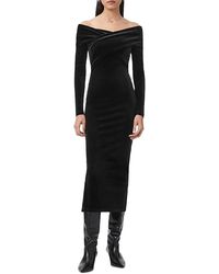 AllSaints - Delta Velvet Midi Dress - Lyst