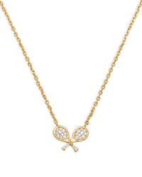 Kate Spade - Queen Of The Court Pavé & Imitation Pearl Tennis Mini Pendant Necklace In Gold Tone - Lyst