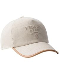 Prada - Linen Blend Baseball Cap - Lyst