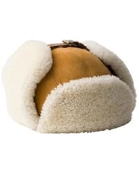 Prada - Suede Shearling Trapper Hat - Lyst