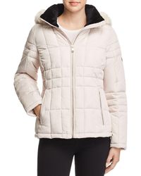 Calvin Klein Hooded Faux Fur Trim Coat - Multicolour