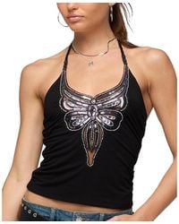 Edikted - Butterfly Bead & Sequin Halter Top - Lyst