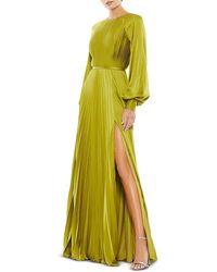 Mac Duggal - Pleated High Neck Raglan Side Slit Gown - Lyst