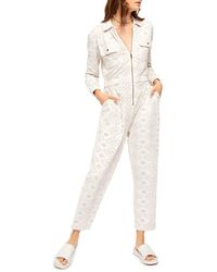Free People Set The Tone Eyelet Jumpsuit - White