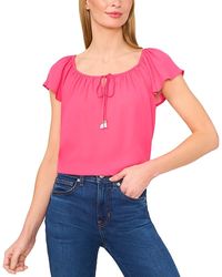 Cece - Round Neck Flutter Sleeve Top - Lyst