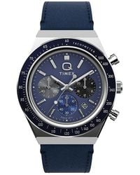 Timex - Q Chronograph Leather Strap Watch, 40Mm - Lyst