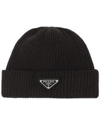 Prada - Wool And Cashmere Beanie - Lyst