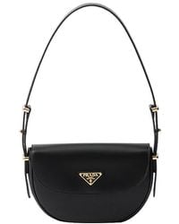 Prada - Arque Leather Shoulder Bag With Flap - Lyst