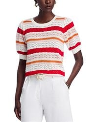 Tahari - Elbow Blouson Sleeve Pointelle Stitch Sweater - Lyst