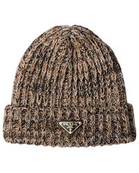Prada - Melange Knit Beanie - Lyst
