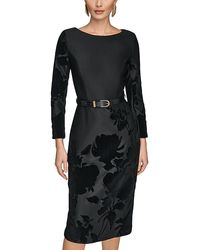 Donna Karan - Petite Embossed Boat Neck Velvet Dress - Lyst
