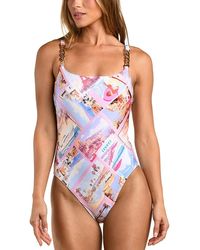 L'Agence - Remi Postcard Print Basic Lingerie One Piece Swimsuit - Lyst