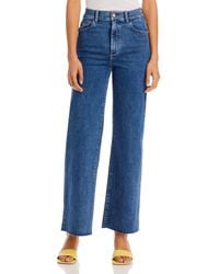 DL1961 Denim Isabel High Rise Wide Leg Jeans In White Raw | Lyst