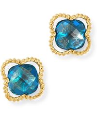Bloomingdale's - London Blue Topaz Clover Stud Earrings In 14k Yellow Gold - Lyst