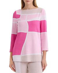 Ming Wang - Colorblock Jacquard Soft Knit Tunic - Lyst