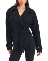 Miss Circle - Dara Wool Blend Cropped Double-Breasted Belted Coat - Lyst