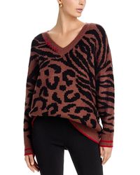 Vintage Havana - V Neck Animal Print Jacquard Sweater - Lyst
