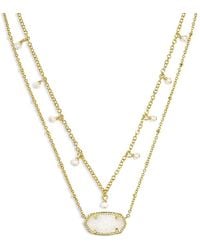 Kendra Scott - Elisa Cultured Freshwater Pearl & Drusy Stone Adjustable Layered Necklace, 19 - Lyst