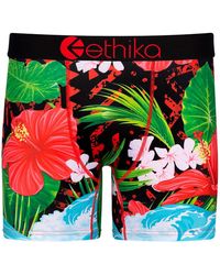 Ethika Aloha waves mid boxershorts negro - Rojo