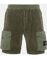 Stone Island Cotton Pile Cargo Shorts - Green
