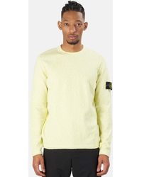 Stone Island Cotton Nylon Melange Crewneck Sweater - Yellow