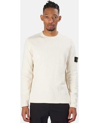 Stone Island Cotton Nylon Melange Crewneck Sweater - White