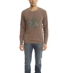 Lucien Pellat Finet Embroidered Leaf Graphic T-shirt - Brown