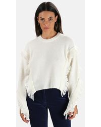 3.1 Phillip Lim Cropped Fringe Sleeve Sweater - White