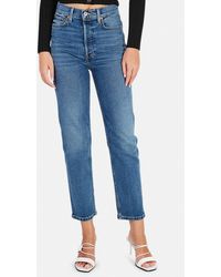 RE/DONE 70s Ultra High Rise Stove Pipe Jeans - Blue