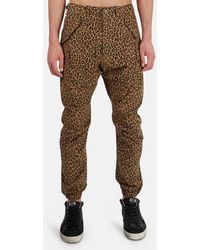 R13 Men's Leopard-pattern Military Cargo Trousers - Brown