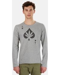 Lucien Pellat Finet Henleys Ace Leaf Long Sleeve T-shirt - Grey
