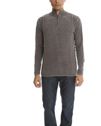 Blue & Cream Inked 1/4 Zip Pullover Sweater - Brown