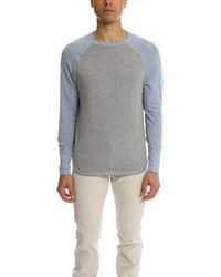 Blue & Cream Baseball Raglan Sweater - Gray