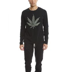 Lucien Pellat Finet Embroidered Leaf Graphic T-shirt - Black