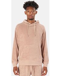 Blue & Cream Poolside Terry Pullover Hoodie Jumper - Natural