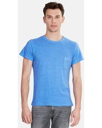 Via Spare Silk Noil Pocket T-shirt - Blue