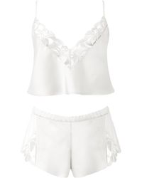 Bluebella - Leonora Luxury Satin Cami And Short Set White/sheer - Lyst