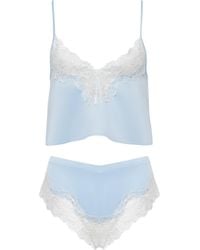 Bluebella - Isabella Luxury Satin Cami And Short Set Ice Water Blue/white - Lyst