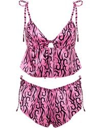 Bluebella - Bb X Ashley Williams Tattoo Print Luxury Satin Crop Cami And Short Set - Lyst