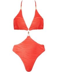 Bluebella - Orta Plunge Cut-Out Swimsuit Hot Coral - Lyst