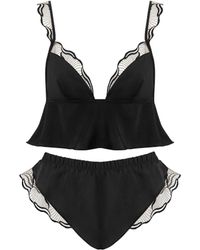 Bluebella - Marabel Luxury Satin Cami And Short Set Black/sheer - Lyst