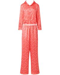 Bluebella - Tabitha Luxury Satin Long Pyjama Set Hot Coral/dianthus Pink - Lyst