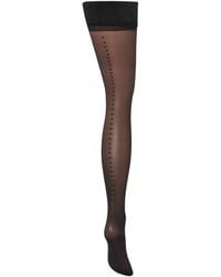 Bluebella - Diamante Back Seam Leg/plain Top Stockings Black - Lyst