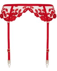Bluebella - Bluebella marian strumpfhalter in oberschenkel-harness-stil rot/transparent - Lyst