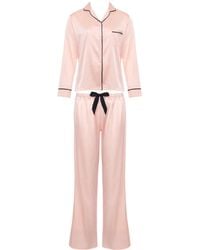 Bluebella - Claudia Shirt And Trouser Set Pale Pink/black - Lyst