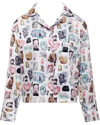 Bluebella - Bb X Ashley Williams Kitten Print Luxury Satin Shirt - Lyst